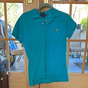 Ralph Lauren Turquoise Polo with Yellow Logo